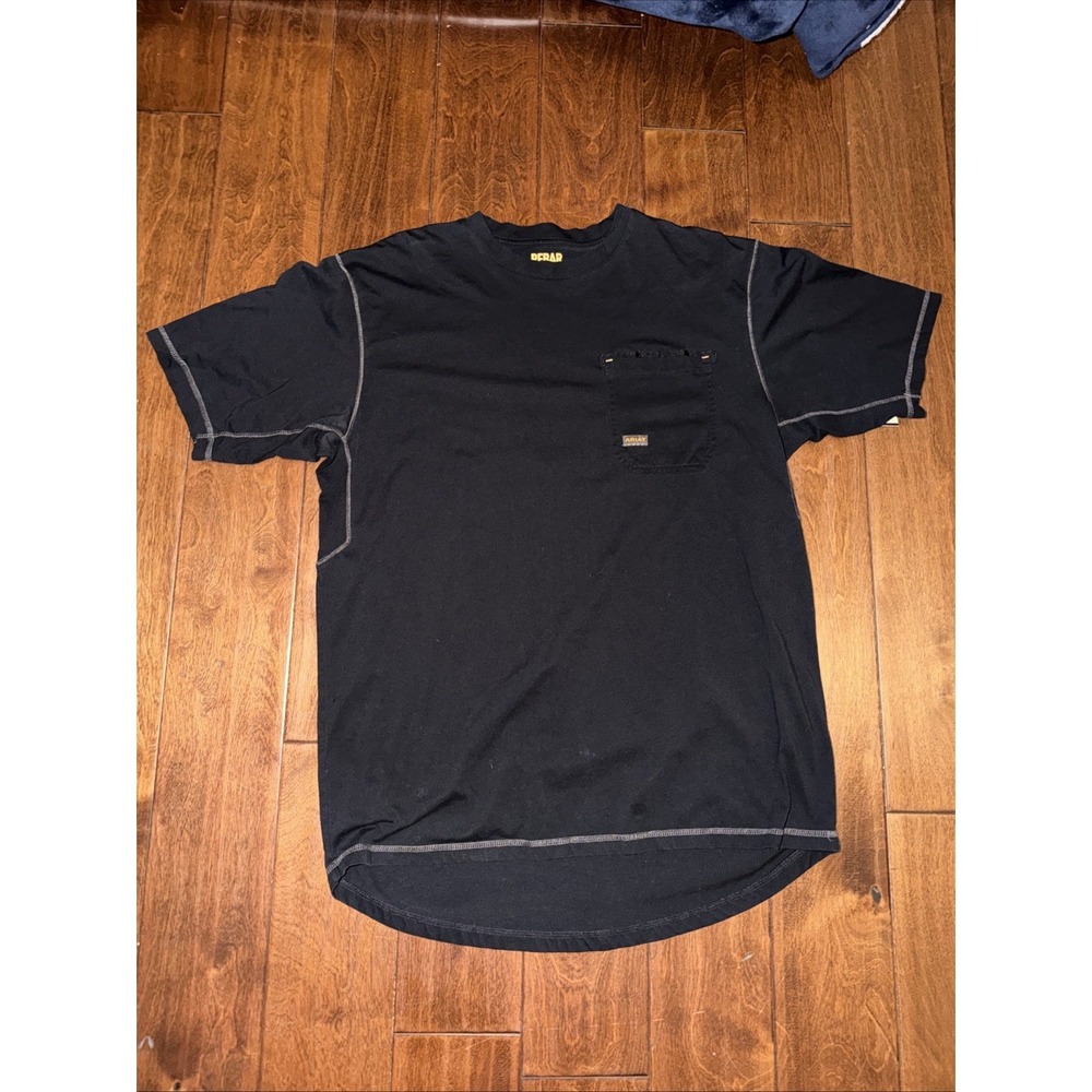 Ariat Rebar Mens Sz L Short Sleeve Shirt Blac Crew Neck One Pocket Workwear Work